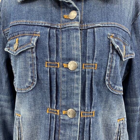 J. Crew Jacket Women M Medium Denim Trucker Long Sleeve Flap Pockets Jean - Picture 4 of 11